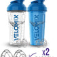 '-2 Pack- 28 oz Protein Shaker Bottles for Protein Mixes - 2x Wire Whisk | Leak Proof Shaker Cups for Protein Shakes | Protein Shaker Bottle Pack | Shakers for Protein Shakes-Blue&Transparent