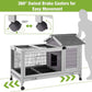 GUTINNEEN Rabbit Hutch Bunny Cage with Removable Wire Floor, Indoor/Outdoor Guinea Pig Cages with Leakproof Pull-Out Tray, 4 Lockable Wheels & Run Space