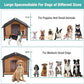 Outdoor Dog House,Weatherproof Wooden Dog Shelter for Small to Medium Sized Dogs,Iron Frame Indoor Outdoor Doghouse,Puppy Kennel,Pets Warm House in Winter with Large Porch