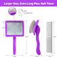 Dog Slicker Brush for Shedding and Grooming Medium or Long Haired Cats, Extra Long & Soft Pin Slicker Brush for Removes Loose Hair, Tangles, Knots, Undercoat, Free Pet Comb, Large Purple