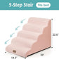 Wide Dog Stairs 19.7" Width, Pet Step for Small/Medium/Large Dog, Puppy or Cat, Pet Ramp for High Bed or Car, High Density Foam Ladder, 19.7x33x22.4 in, Stable, 5 Step, Pink