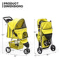 MoNiBloom Foldable Pet Stroller with Waterproof Cover, 3-Wheels Dog Strolling Cart for Small/Medium Dogs and Cats with Storage Basket and Cup Holder, Breathable and Visible Mesh for All-Season, Yellow