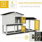 PawHut 62" Rabbit Hutch, Wooden Bunny Hutch, Guinea Pig Cage, Small Animal Enclosure with Run Area, Removable Tray, Asphalt Roof, Lockable Doors and Ramp, for Rabbits, Chickens, Ducks, White