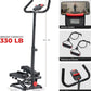 Sunny Health & Fitness Total Body 2-in-1 Smart Stepper Machine for Home with Handlebar and Resistance Bands, Total Body Workout, Adjustable Hydraulic, LCD Monitor, Non-Slip Pedals – 330 LB Max Weight