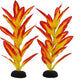 Silk Aquarium Plants for Betta Fish Tank, 2 Pcs 7.8 Inch Small Silk Aquarium Plant Aquatic Water Grass Decoration (Yellow-Red, 8 Inch)