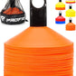 Pro Disc Cones (Set of 50) - Agility Soccer Cones with Carry Bag and Holder for Sports Training, Football, Basketball, Coaching, Practice Equipment, Kids - Includes 15 Best Cone Drills Book