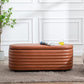 Kmax Storage Bench PU Leather Entryway Bench Upholstered Ottoman Bench for Bedroom Living Room Hallway, Brown
