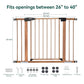 Mom's Choice Award Winner-BABELIO 26-40 Inch Metal Baby Gate with Wood Pattern, Easy Install Pressure Mounted Dog Gate, Ideal for Stairs and Doorways, with Wall Protectors and Extension Kits