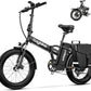 Foldable Electric Bike for Adults, 30+MPH, 48V 20Ah Removable Lithium Battery up to 80Miles, 20" Fat Tire 1000W Peak Motor Dirt Ebike Adult Electric Bicycle for Commute Beach Mountain E Bike