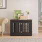 38" Heavy Duty Dog Crate Furniture for Small,Medium and Large Dogs,Rustic Wooden Dog Cage Kennel Indoor Furniture with Waterproof Top,Decorative Pet House Side End Table (Black & Wood)