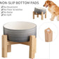 Elevated/Raised 15°Tilted Anti Slip Ceramic Dog Bowls,Slanted Bulldog Pet Food Water Feeding Dish Stand for Cats and Dogs (3.6 Cups/28 OZ) Grey White