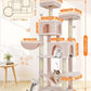 Taoqimiao Cat Tree, 66.2-Inch Cat Tower for Indoor Cats, Plush Multi-Level Cat Condo with 12 Scratching Posts, 2 Perches, 2 Caves, Hammock, 2 Pompoms, Jelly Pink MS013P
