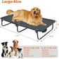 Elevated Dog Bed for Large Pet with No-Slip Feet, Foldable Portable Washable Raised Bed for Indoor&Outdoor Camping Dog Cot, with Cooling Waterproof Breathable Mesh (Large, Black-Textilene)