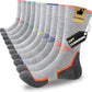 JOYNÉE 5/10 Pairs Mens Lightweight Athletic Crew Socks Cushioned Breathable Long Socks for Sports Running