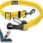 SlowTon Dog Harness, Adjustable Dog Seatbelt, 2 in 1 Latch Bar Attachment, Reflective Nylon Belt Tether, Yellow, 27.55in