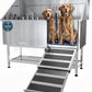 KANIS Professional Dog Washing Station - 304 Stainless Steel Pet Wash Sink & Grooming Bath Tub for Home with Ramp, Shower, Floor Grate, Storage Shelf, Faucet, Drain Kit for Large, Medium & Small Pets