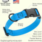 Dogline Biothane Waterproof Dog Collar with Quick Release Buckle Strong Coated Nylon Webbing with Odor- Proof for Easy Care Easy to Clean Fits Small Medium Large Dogs, Dogline Blue 5/8" W 9-14" L