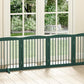 Freestanding Pet Gate for Dogs, Foldable Wooden Dog Gate for House, Extra Wide Indoor Pet Barrier for Stair, Doorway, Hall, Support Feet Included, 120 Inch Wide, 6 Panels 24",Green