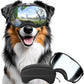 Dog Sunglasses UV Protection Clear Dog Goggles Windproof Glasses with Elastic Straps for Medium-Large Breed, Black Frame + Silver Lens