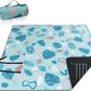 PY SUPER MODE Extra Large Waterproof Picnic Blankets 83x79 Inches - 5 Layer Outdoor Picnic Mat for Beach Camping Park Lawn, Windproof Anchor System with Stakes, Foldable Blue&Green