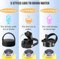 Water Bottle Insulated 32oz 40oz 64oz 128oz Straw Lid Spout Lid & 3 Lids, Leak Proof, Vacuum Insulated,Stainless Steel Water Bottle Wide Mouth for Sports, Gym or Office