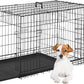 FDW Dog Crate for Small Dogs 24 Inch Folding Metal WirePet Cage Double Door W/Divider Panel Indoor Outdoor Kennel Leak-Proof Plastic Tray,Black