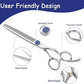 7'' Dog Grooming Scissors CNC 440C Blades Sharp and Durable Polished Thinning Dog Shears with Blue Diamond Adustable Screws Easy to Use for Groomer and Home User