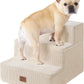 EHEYCIGA Dog Stairs for Small Dogs 13.5" H, 3-Step Dog Steps for Couch Sofa and Chair, Pet Steps for Medium Cats, Non-Slip Balanced Pet Ramp Indoor, Beige