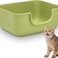 Large Cat Litter Box with High Sides, Open Kitty Litter Boxes Anti-Splashing for Indoor Cat Low Entry Cat Litter Pan for Small and Elderly Cats, Tool-Free Assembly(19.7” * 15.76” * 8.67” Green)
