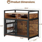 Furniture Style Dog Crate with Storage, 41 Inch Dog Crate Furniture with Double Doors, 2 Stainless Steel Bowls, Dog Crate Furniture-Style Crate for Large/Medium Dog