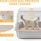 Stainless Steel Litter Box with Lid, XL Extra Large Cat Litter Box, Enclosed Metal Litter Pan with High Sided Enclosure & Scoop, Anti Leakage, Easy to Clean, Odor Control(Khaki)