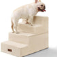Dog Stairs for Bed 18.5" H, 4-Step Dog Steps for Small Dogs and Cats, Indoor Non-Slip Balanced Pet Stairs are Suitable for Puppy, Older Cat,Beige