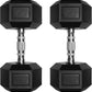 RitFit 5-650 LBS PVC Encased Hex Dumbbell Sets with Optional Rack for Home Gym, Hand weight with Chrome Handle for Strength Training, Workouts