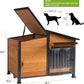 Heated Dog House Outdoor with Bowls Weatherproof Dog Kennel with Heating Pad Anti-Chewing Iron Frame Dog Shelter for Small Medium Dogs(Wooden Brown)