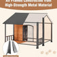 Gutinneen Large Dog House Outdoor with Strength Metal Frame, Outside Dog House with Waterproof Roof, PVC Curtain, Fir Wood Patio, Design for Small & Medium & Large Dogs