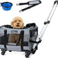 Cat Dog Carrier with Wheels Airline Approved Rolling Pet Carrier with Telescopic Handle, Shoulder Strap and Pet Bowl, Grey