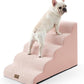 Wide Dog Stairs 19.7" Width, Pet Step for Small/Medium/Large Dog, Puppy or Cat, Pet Ramp for High Bed or Car, High Density Foam Ladder, 19.7x33x22.4 in, Stable, 5 Step, Pink