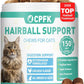 Cat Hairball Remedy Treats, 150 Soft Chews Cat Hair Ball Treatment Furball Control Relief Helps Eliminate and Prevent Hairballs for Indoor Cats Supports Skin and Coat Digestion Chicken Flavor