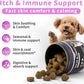 Itch Relief for Dogs - Turmeric Supplements for Itching Skin Comfort & Coat Health & Seasonal Allergy Care, Immune Support Supplement with Omega-3 Fish Oil, Biotin - Chicken Flavor - 90 Count