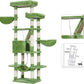 Heybly Cat Tree, 68 inch Multi-Level Cat Tower for Indoor Cats, 2 Widened Plush Perches Cat Condo with Scratching Board and Big Caves, Green HCT025GR