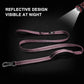 TwoEar 4FT 1IN Strong Pink Dog Leash with 2 Padded Handles, Traffic Handle Extra Control, Comfortable Soft Dual Handle, Auto Lock Hook, Reflective Walking Lead for Small Medium and Large Dogs
