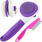 Cat Brush for Shedding, Cat Hair Brush with Release Button for Indoor Cats Dogs Self Cleaning Grooming(Purple)