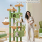 Taoqimiao Cactus Cat Tree, 71-Inch Cat Tower for Indoor Cats Large Adult, Multi-Level Large Cat Condo, 8 Sisal Scratching Posts, Metal Frame Cozy Hammock, Scratch Board, 2 Top Perches, MSC026L