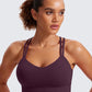 CRZ YOGA Softness Mold Womens Butterluxe Strappy Longline Sports Bra - Double Spaghetti Strap Workout Yoga Crop Top Athletic