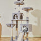 Taoqimiao 56.3-Inch Cat Tree, Cat Tower with Scratching Posts, Cat Tree House for Indoor Cats with hammocks, Toys, Condo and Large Scratch Board, Light Gray MS012W