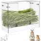 Acrylic Rabbit Hay Feeder with Lid, Transparent Hanging Food Dispenser Hay Feeder for Bunny Rabbits Guinea Pig Cage Chinchillas Hamsters Small Pets and Animals（Medium