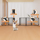 Full Metal Freestanding Dog Gate with Door, 24'' Height Foldable Pet Dog Fence for Indoor & Outdoor, 6 Panels Extra Wide Free Standing SmallDog Gates for Doorways,House,Stairs,Porch,Deck,Yard