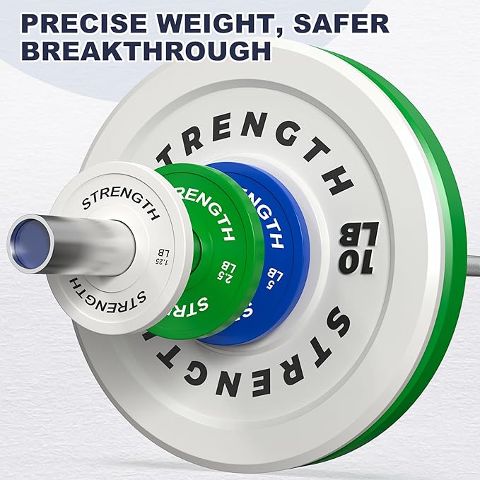 Premium Color-Coded Rubber Bumper Plates Set - 2 Inch Olympic Weight Plates for Home Gym Cross and Strength Training