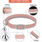 OOPSDOGGY Rolled Leather Cat Collar with Bell, Reflective Kitten Collars with Buckle Include Safety Elastic Strap - Adjustable Small Pet Collars for Boy Girl Cats (Blush)