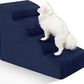 Dog Stairs for Small Dogs - High Density Foam Pet Steps, Extra Wide Dog Ramp with Non-Slip Bottom for High Beds, Couch and Sofa, Best for Dogs Injured, Older Doggy Cats, 4 Steps, Navy